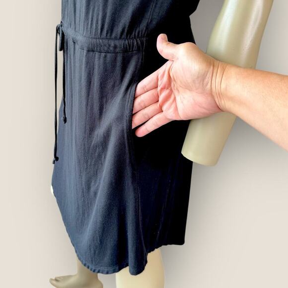 Soma Sleeveless T Shirt Tank Dress Stretchy Elastic Tie Waist Size M Black - Picture 8 of 13